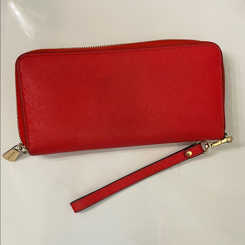 Michael Kors Bold Red Zip-Around Wallet - Picture 12 of 13